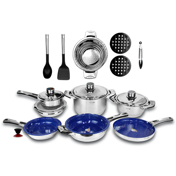 Kittamor - Batería de cocina Azul 18 piezas.